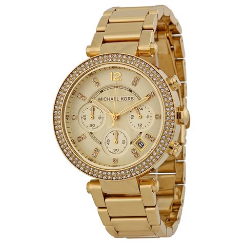 michael kors parker chronograph watch mk5354|michael kors chronograph champagne dial.